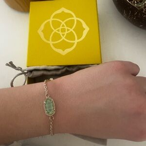 Kendra Scott White Gold Green Bracelet (comes with pouch & box)